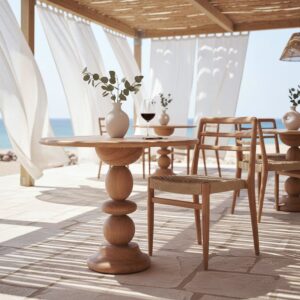 Teakholztisch D69 für den Außenbereich 0x74x0cm Holz Beige Mathi Design Möbel Esszimmermöbel Esstische
