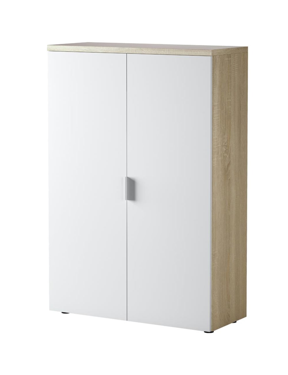 Wohnli Möbelsuche - Mehrzweckschrank 2 Türen mit weißer Holzoptik 80x33h119 cm