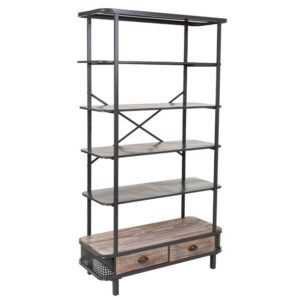 wohnli-moebel-suche-Metall-und-Holzregal-100x40x181-grau Wohnli Möbelsuche - Metall- und Holzregal
