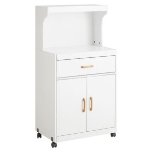 Wohnli Möbelsuche - Mikrowellenschrank mit 4 Rollen Holz Weiß