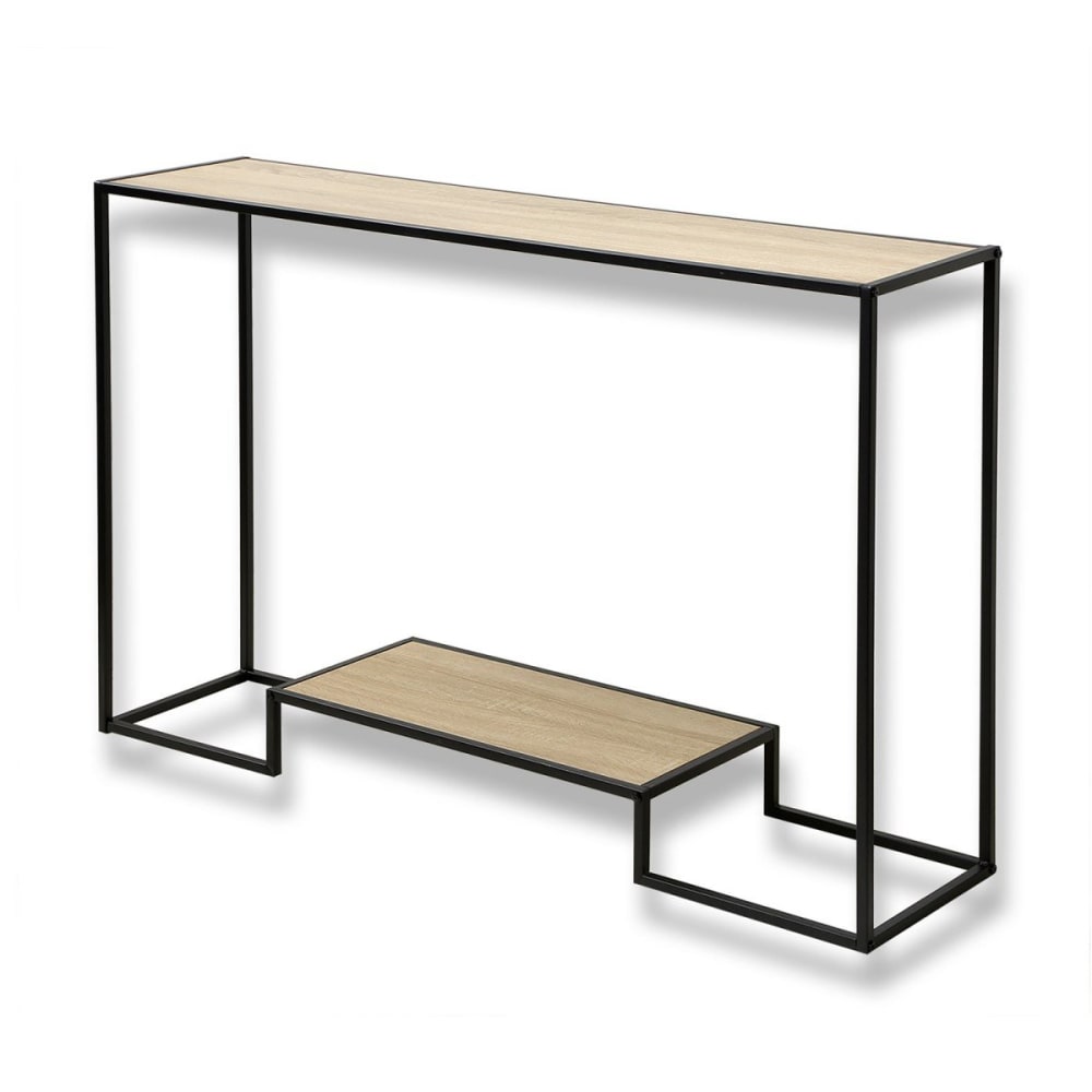 wohnli-moebel-suche-Moderne-Konsole-mit-2-Regalebenen-im-Eiche-Dekor-L120cm Wohnli Möbelsuche - Moderne Konsole mit 2 Regalebenen im Eiche Dekor L120cm