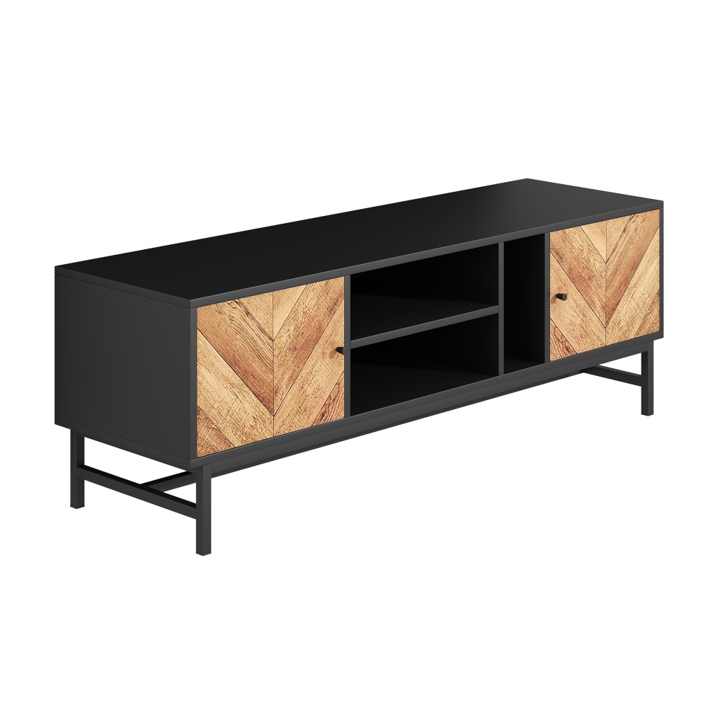 wohnli-moebel-suche-Moderner-TV-Schrank-mit-2-Tueren-in-Schwarzer-HolzoptikSchwarz Wohnli Möbelsuche - Moderner TV-Schrank mit 2 Türen in Schwarzer Holzoptik
