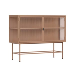 Wohnli Möbelsuche - Modernes 2-türiges Sideboard 110 cm aus Metall und braunem Glas