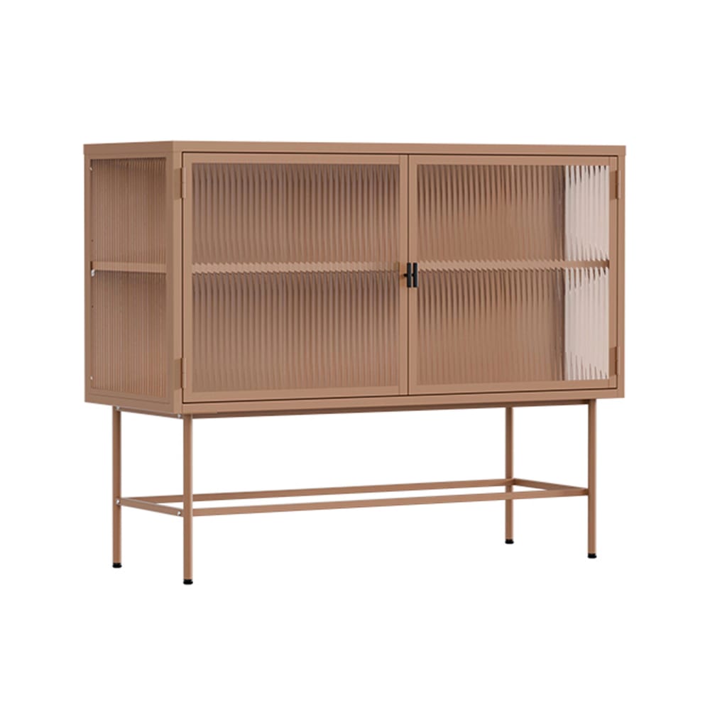 Wohnli Möbelsuche - Modernes 2-türiges Sideboard 110 cm aus Metall und braunem Glas