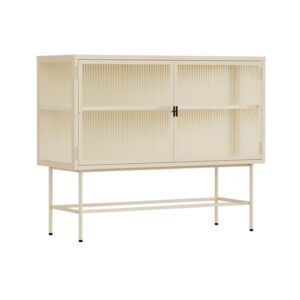 Wohnli Möbelsuche - Modernes 2-türiges Sideboard 110 cm aus Metall und ecrufarbenem Glas