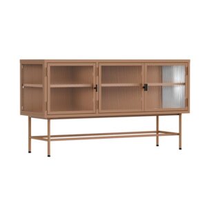 Wohnli Möbelsuche - Modernes 3-türiges Sideboard 120 cm aus Metall und braunem Glas