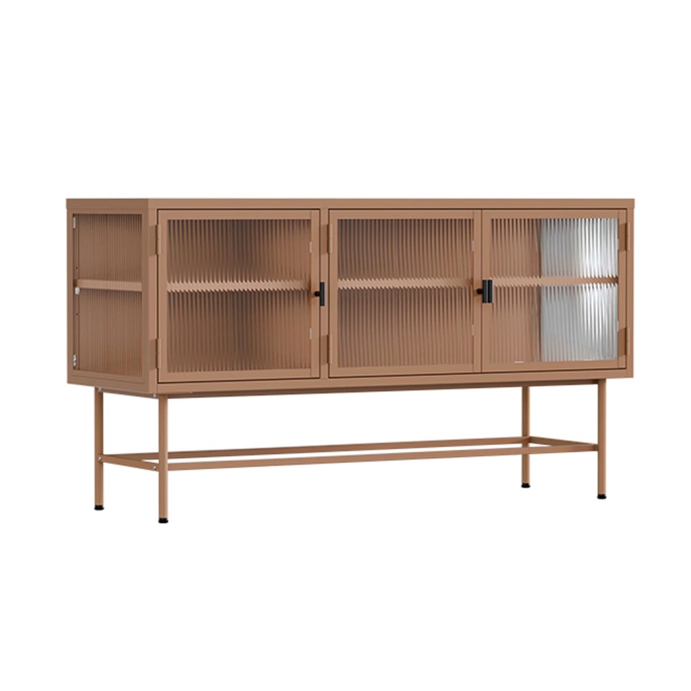 Wohnli Möbelsuche - Modernes 3-türiges Sideboard 120 cm aus Metall und braunem Glas