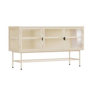 wohnli-moebel-suche-Modernes-3-tueriges-Sideboard-120-cm-aus-Metall-und-ecrufarbenem-Glas Wohnli Möbelsuche - Modernes 3-türiges Sideboard 120 cm aus Metall und ecrufarbenem Glas