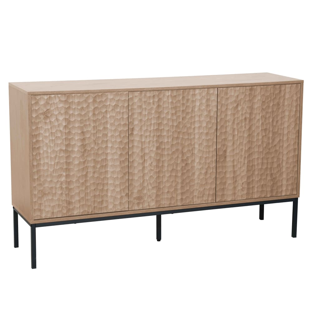 Wohnli Möbelsuche - Modernes rechteckiges Sideboard mit 3 Türen L147 cm aus hellem Holz