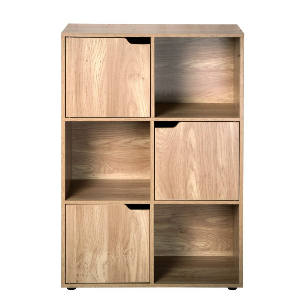 wohnli-moebel-suche-Moebelstueck-mit-6-Faechern-und-drei-Tueren-L60-cm-Dekor-Holz Wohnli Möbelsuche - Möbelstück mit 6 Fächern und drei Türen - L60 cm - Dekor Holz