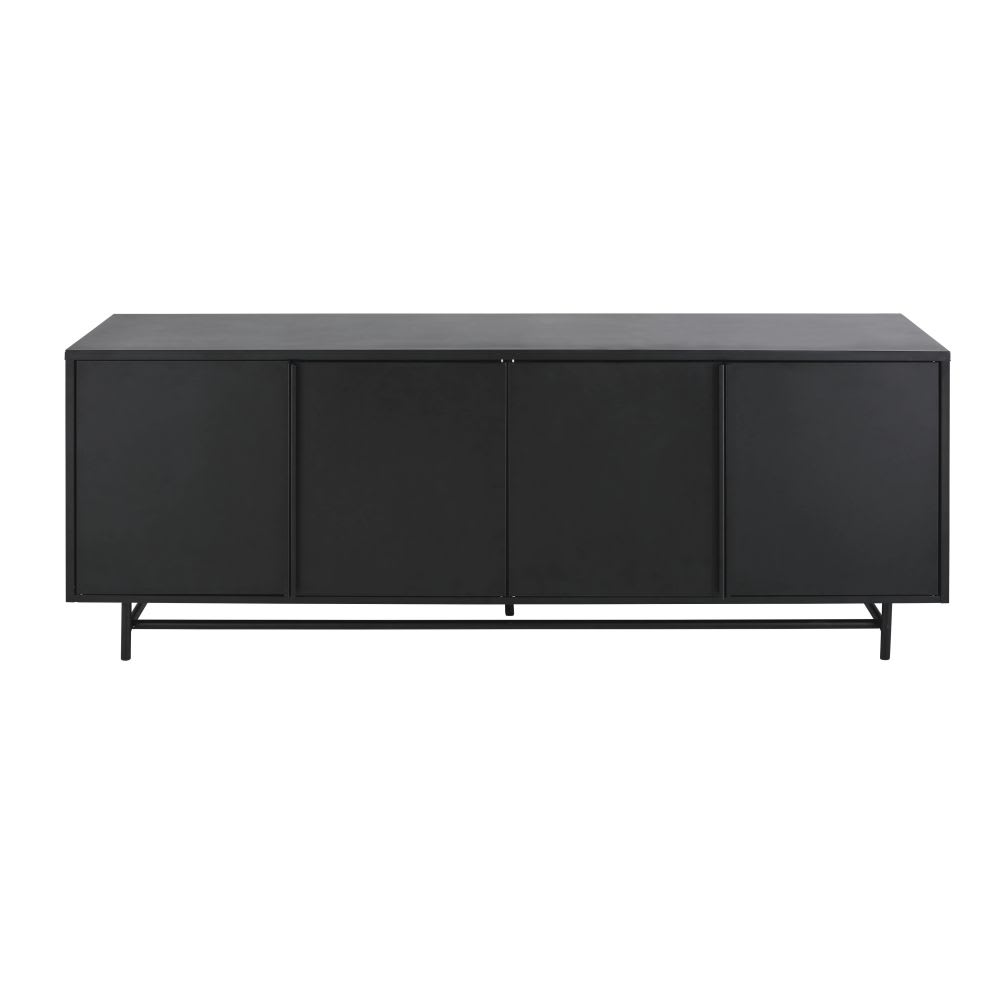 Wohnli Möbelsuche - Niedriges Sideboard mit 4 Türen aus mattschwarzem Metall