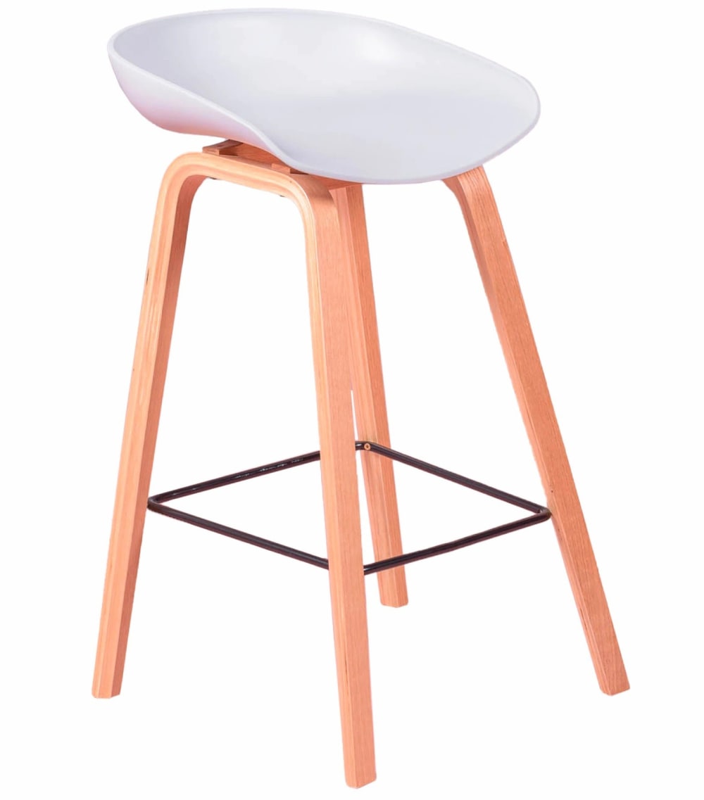 Wohnli Möbelsuche - Nordischer Hocker mit Beinen aus Buchenholz