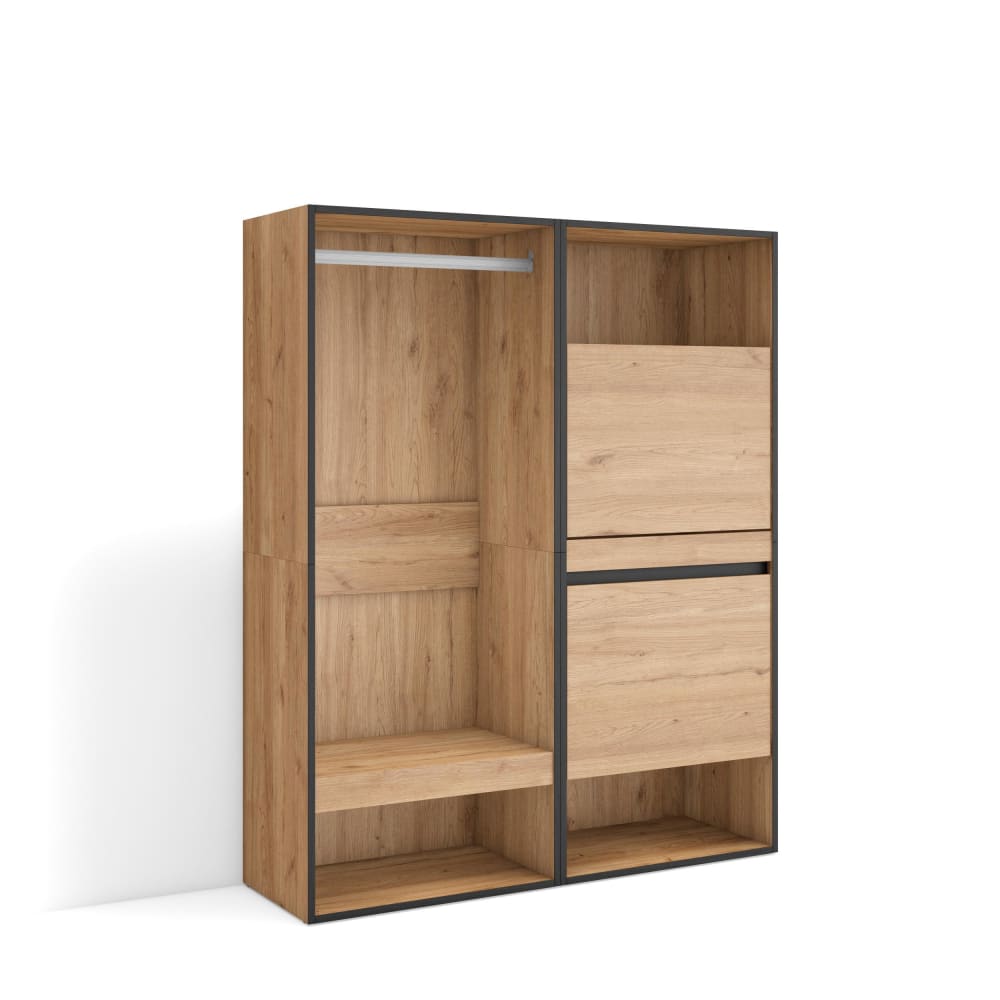 Wohnli Möbelsuche - Offener Kleiderschrank Holzeffekt 120x35x145cm Eiche