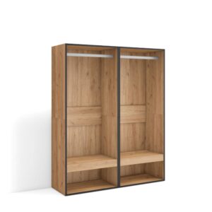 Wohnli Möbelsuche - Offener Kleiderschrank Holzeffekt 120x35x145cm Eiche