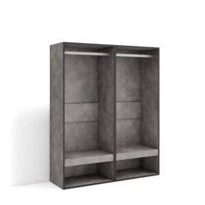 wohnli-moebel-suche-Offener-Kleiderschrank-Holzeffekt-120x35x145cm-Zementgrau Wohnli Möbelsuche - Offener Kleiderschrank Holzeffekt 120x35x145cm Zementgrau