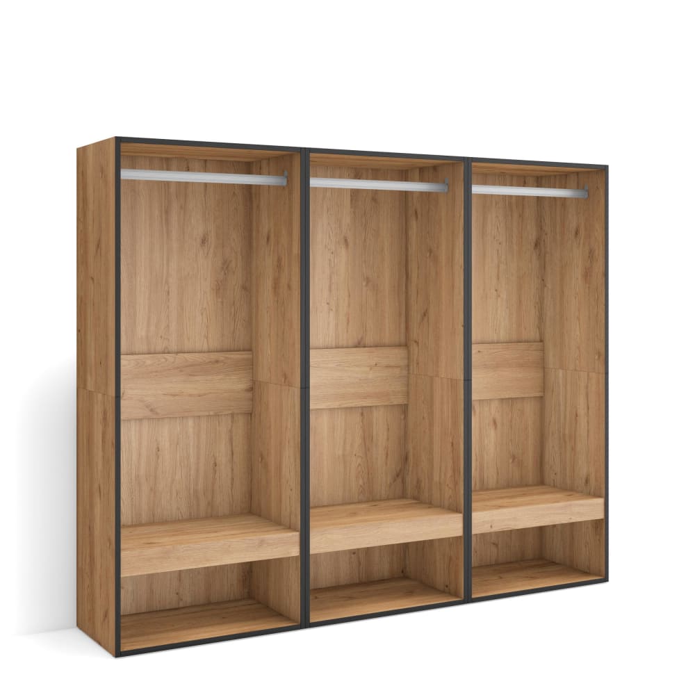 Wohnli Möbelsuche - Offener Kleiderschrank Holzeffekt 180x35x145cm Eiche