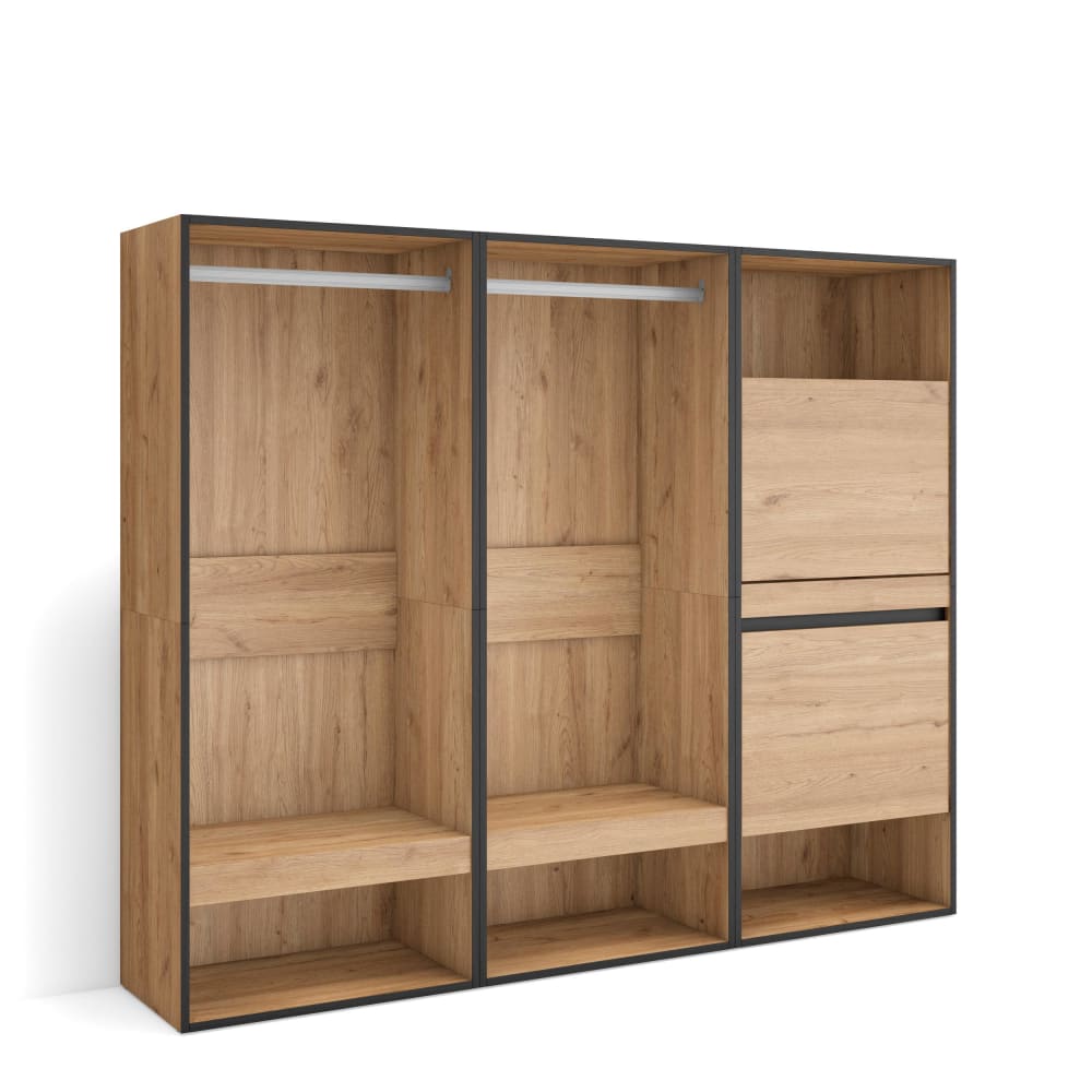 Wohnli Möbelsuche - Offener Kleiderschrank Holzeffekt 180x35x145cm Eiche