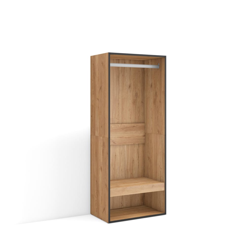 Wohnli Möbelsuche - Offener Kleiderschrank Holzeffekt 60x35x145cm Eiche