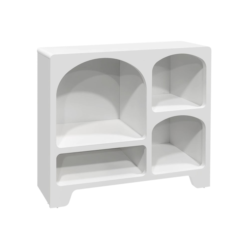 Wohnli Möbelsuche - Organisches Sideboard Holzoptik 4 Fächer weiß 90cm