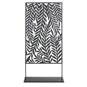 Wohnli Möbelsuche - Outdoor-Paravent aus Metall mit schwarzem Blättermotiv