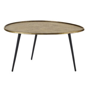 Wohnli Möbelsuche - Ovaler Couchtisch aus messingfarbenem und schwarzem Metall 74 cm