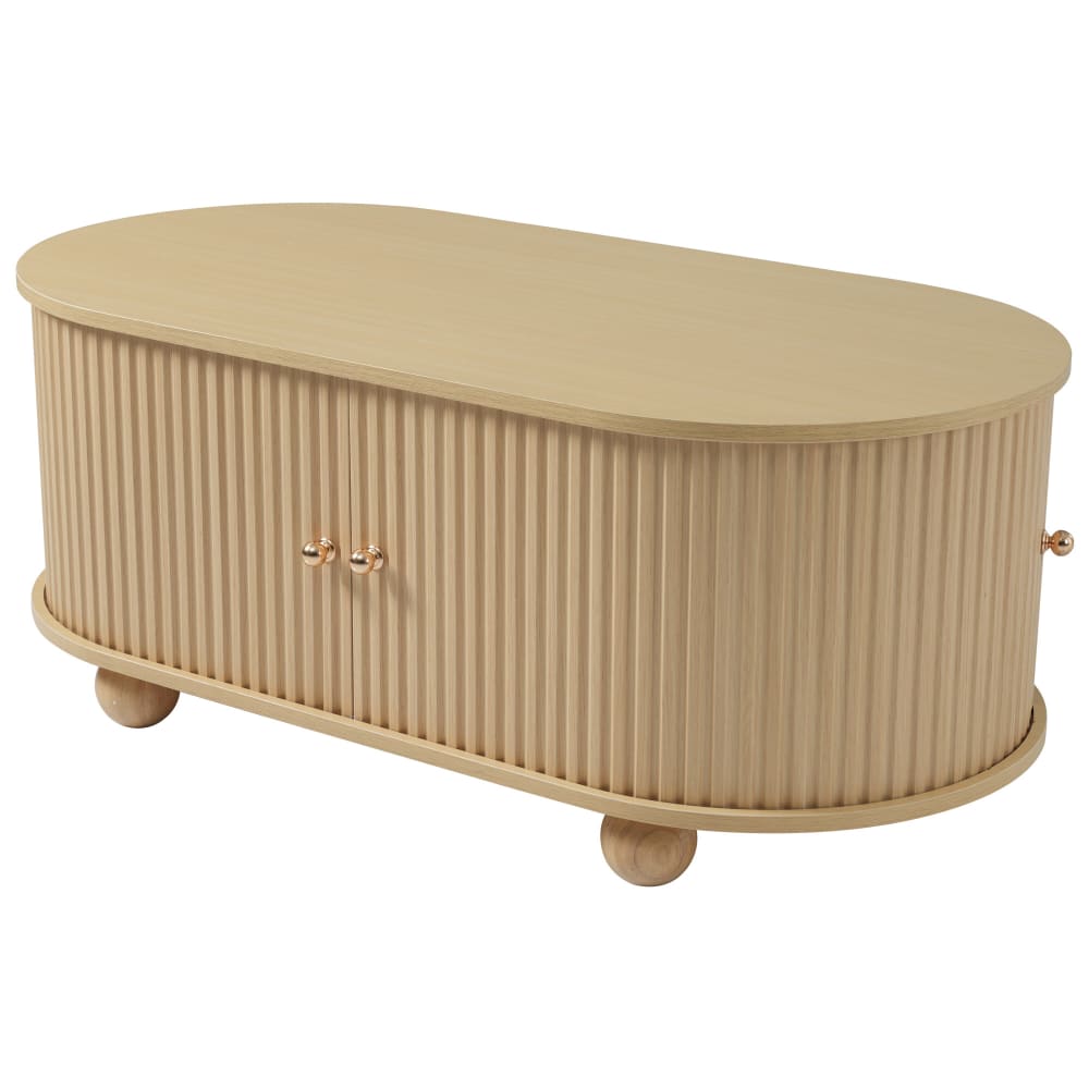 wohnli-moebel-suche-Ovaler-Couchtisch-mit-heller-Holzoptik-und-2-Schiebetueren-Beige Wohnli Möbelsuche - Ovaler Couchtisch mit heller Holzoptik und 2 Schiebetüren