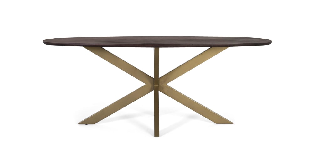 Wohnli Möbelsuche - Ovaler Esstisch aus Akazienholz und Metallbeinen 200 cm