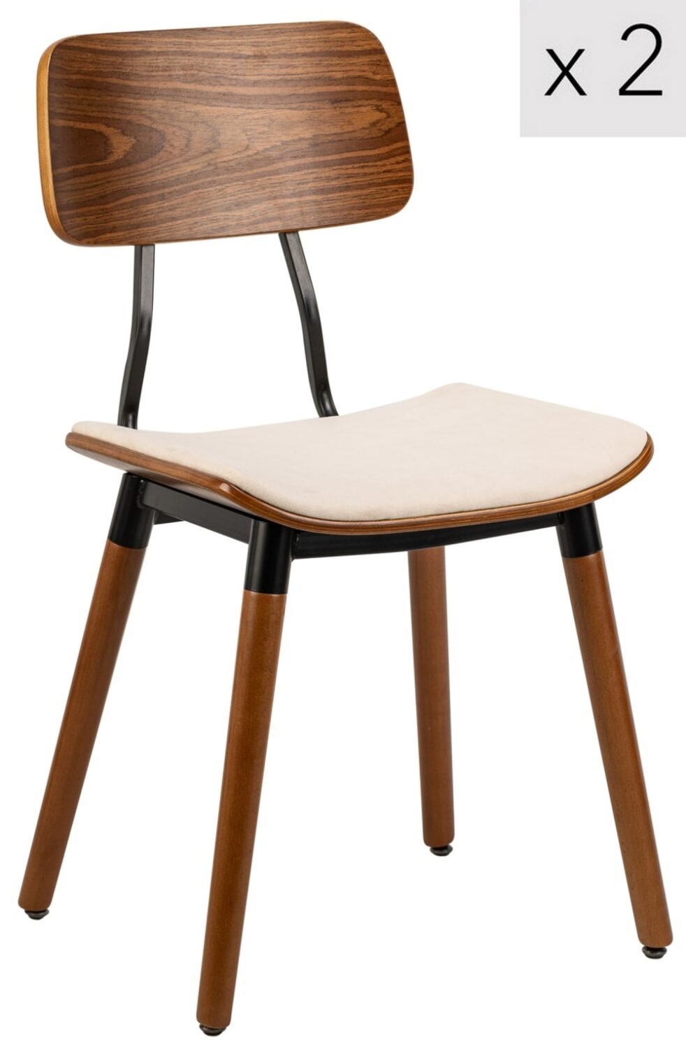 Wohnli Möbelsuche - Polsterstühle (2er Set) aus Holz und Stoff Beige