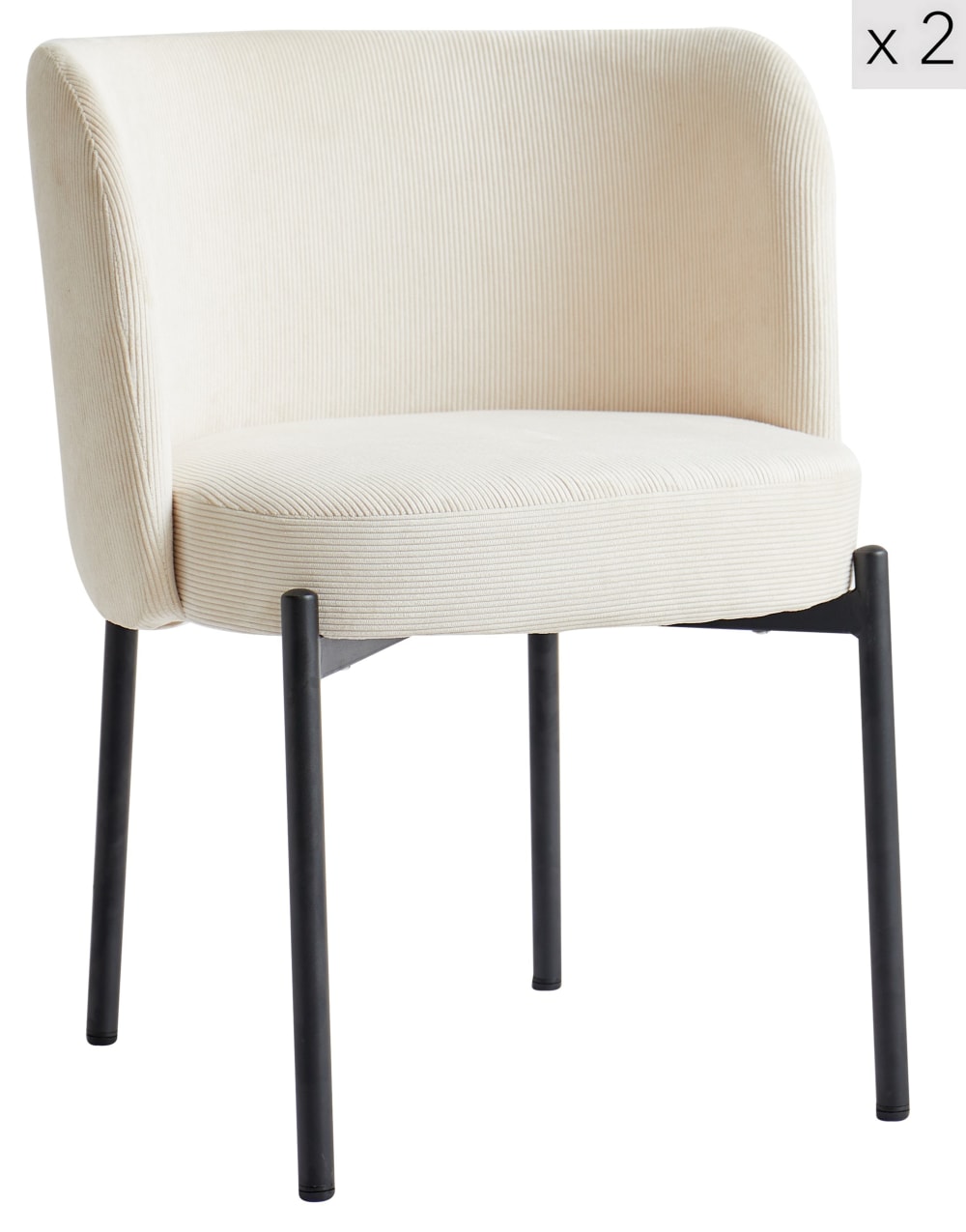 Wohnli Möbelsuche - Polsterstühle (2er Set) aus Metall und Kord Beige