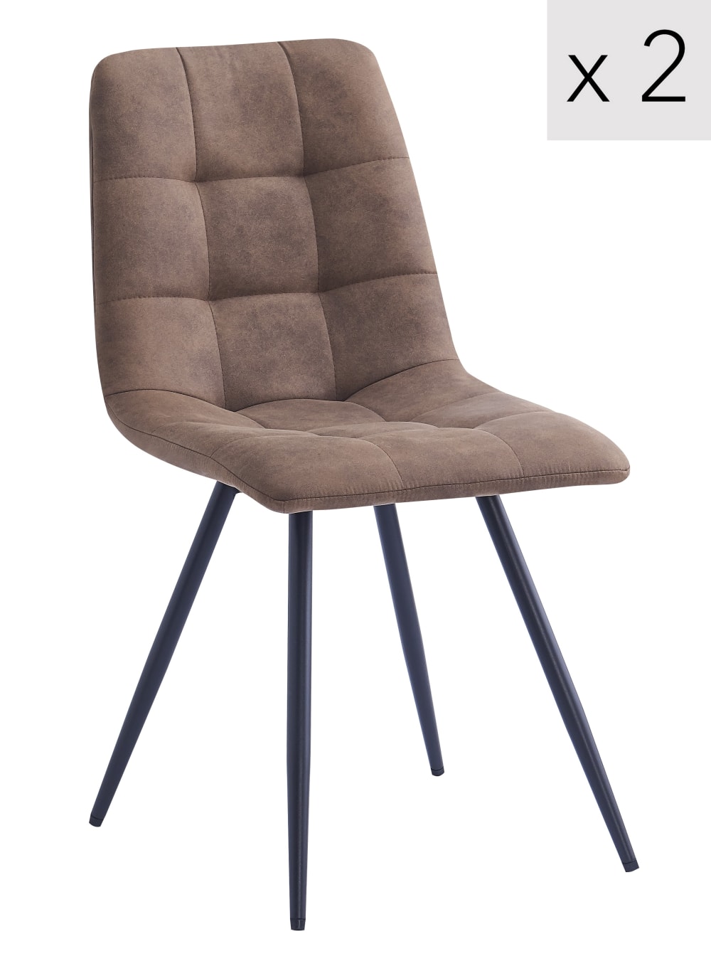 Wohnli Möbelsuche - Polsterstühle (2er Set) aus Metall und Kunstleder Braun