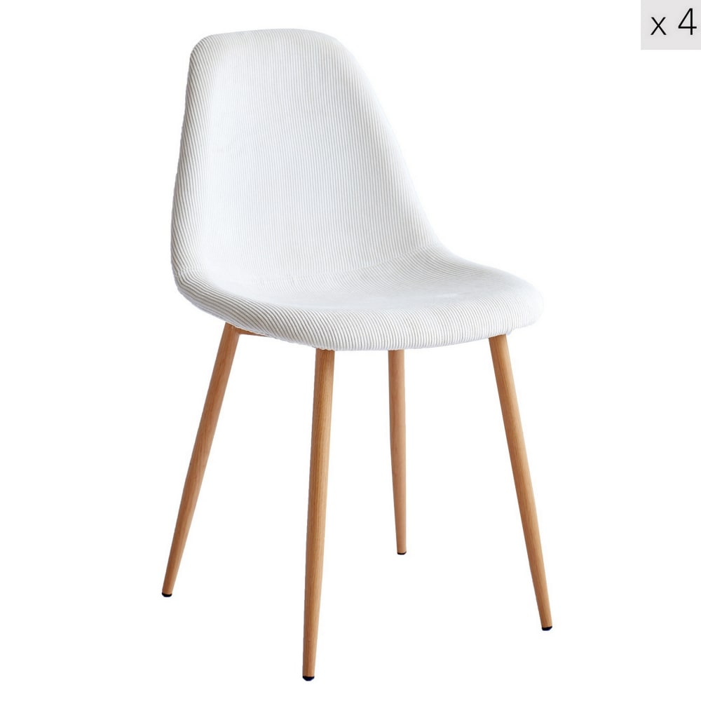 Wohnli Möbelsuche - Polsterstühle (4er Set) aus Metall und Kord Beige