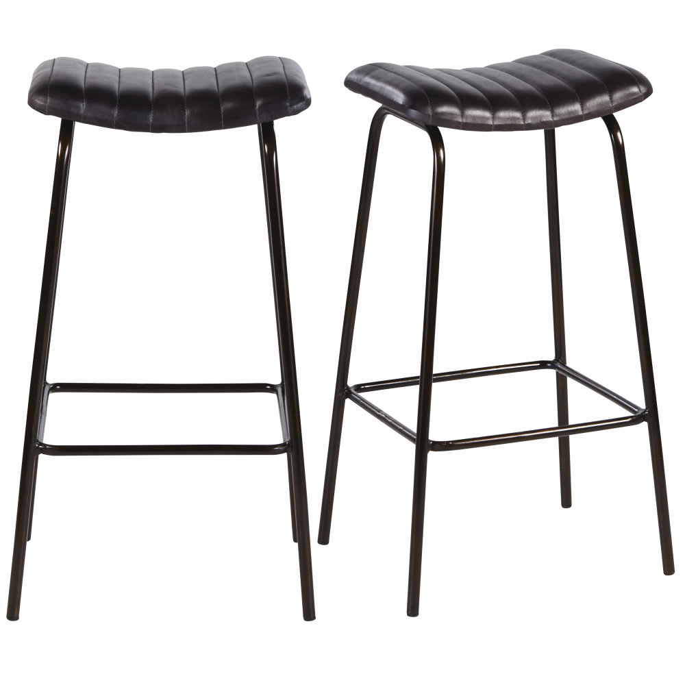 wohnli-moebel-suche-Professionelle-Barhocker-aus-schwarzem-Ziegenleder-x2 Wohnli Möbelsuche - Professionelle Barhocker aus schwarzem Ziegenleder (x2)