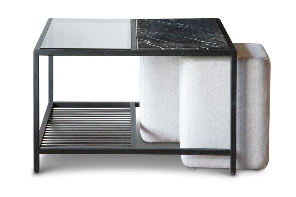 wohnli-moebel-suche-Quadratischer-Couchtisch-aus-Marmor-mit-Hockern-schwarz Wohnli Möbelsuche - Quadratischer Couchtisch aus Marmor mit Hockern