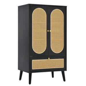 wohnli-moebel-suche-Rattan-Dielen-Sideboard-2-Tueren-und-1-Schublade-60401105-Schwarz Wohnli Möbelsuche - Rattan-Dielen-Sideboard 2 Türen und 1 Schublade 60*40*110