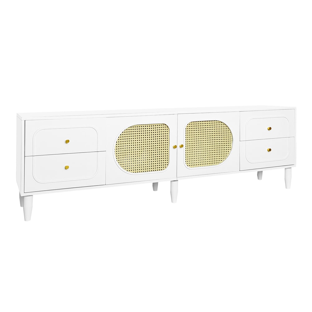 wohnli-moebel-suche-Rattan-TV-Moebel-mit-4-Schubladen-2-Tueren-Weiss Wohnli Möbelsuche - Rattan-TV-Möbel mit 4 Schubladen