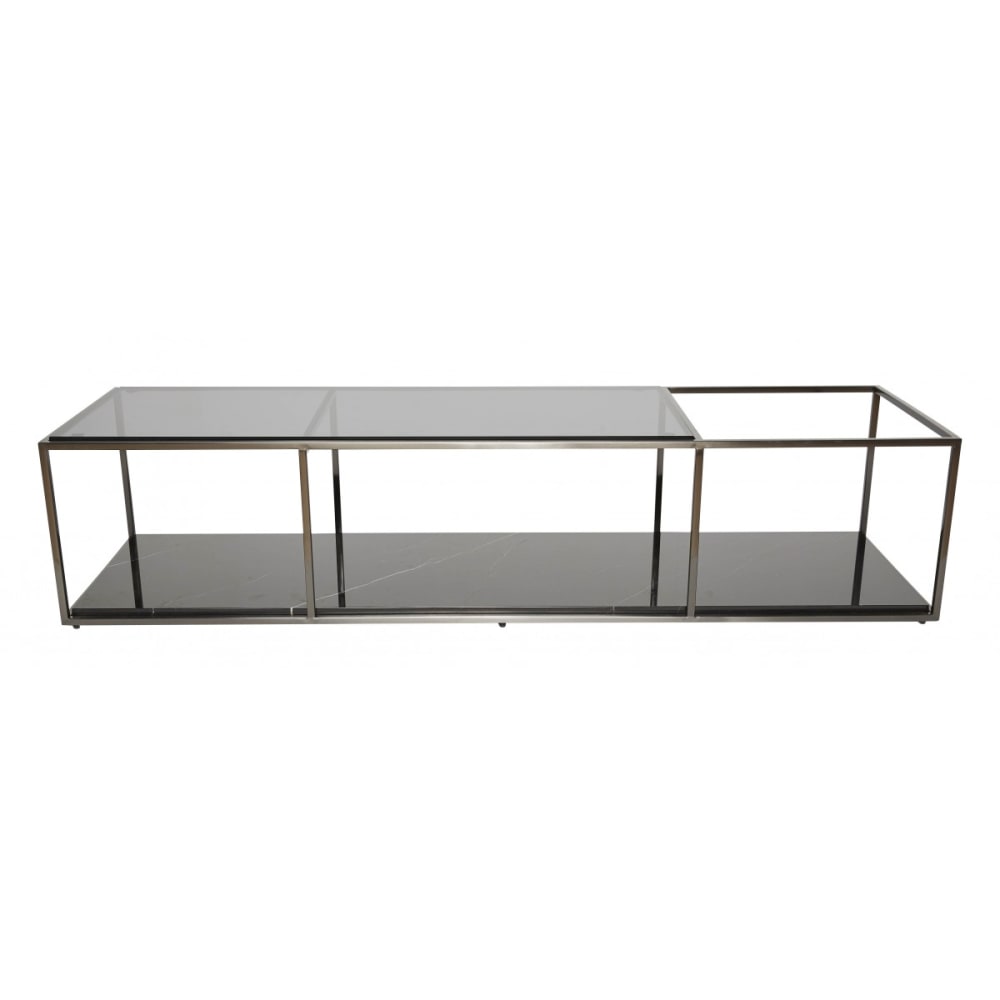 wohnli-moebel-suche-Rechteckiger-Couchtisch-aus-schwarzem-Marmor-und-Glas-L140-cm Wohnli Möbelsuche - Rechteckiger Couchtisch aus schwarzem Marmor und Glas - L140 cm
