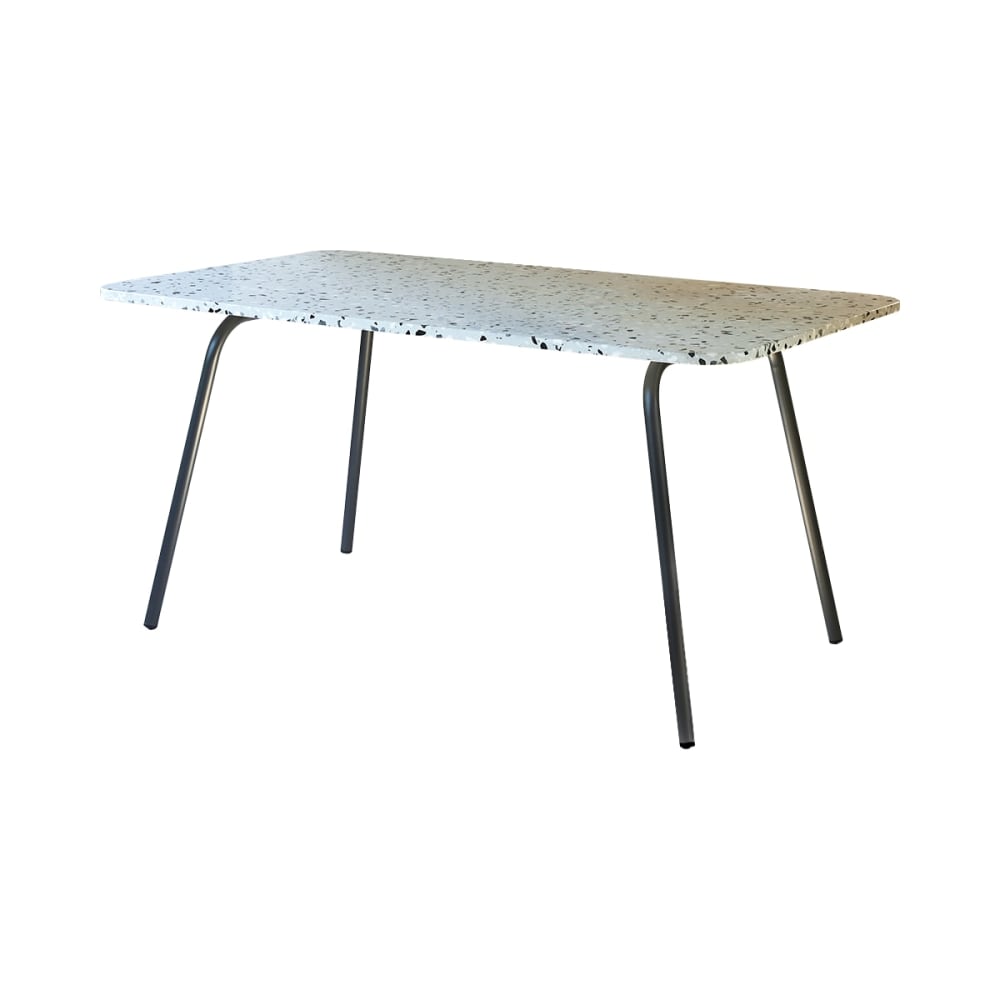 Wohnli Möbelsuche - Rechteckiger Esstisch premium-terrazzo und Metall Grey 46 Pers.