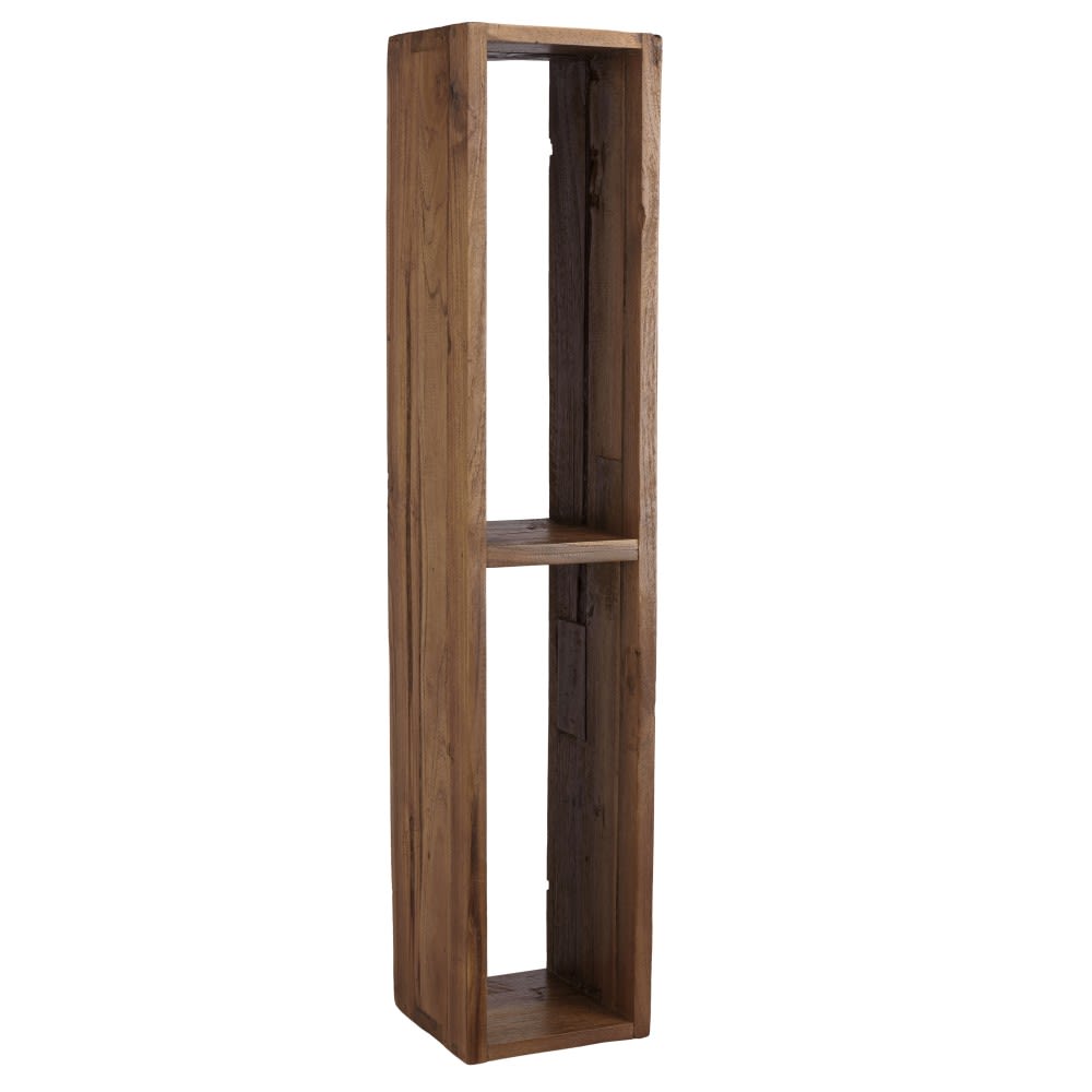 Wohnli Möbelsuche - Rechteckiges Wandregal mit 2 Fächern aus recyceltem Teakholz