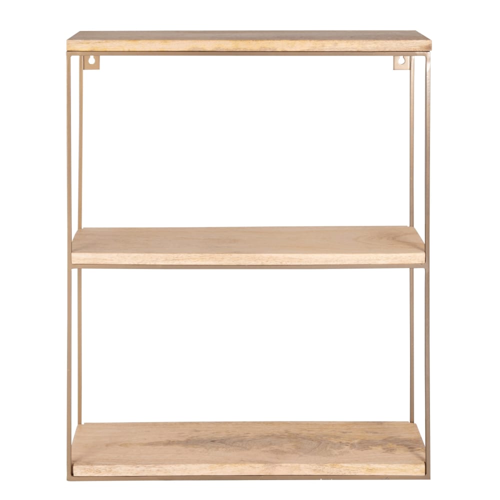 Wohnli Möbelsuche - Regal aus Mangoholz und goldfarbenem Metall