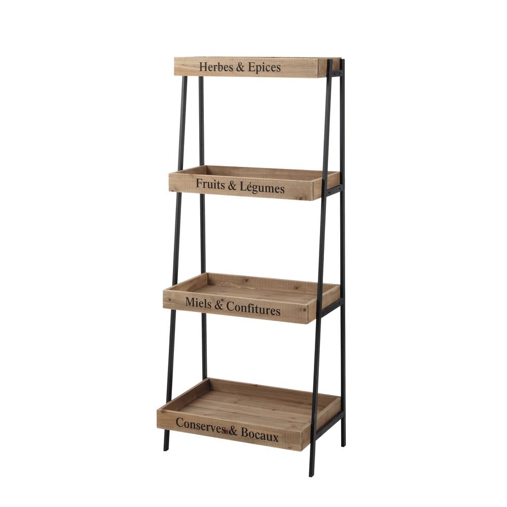 Wohnli Möbelsuche - Regal aus schwarz Metall und Tannenholz