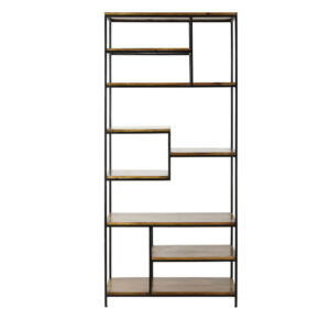 Wohnli Möbelsuche - Regal im Industrial-Stil aus mattschwarzem Metall und Mangoholz