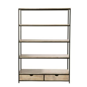 Wohnli Möbelsuche - Regal im Industrial-Stil mit 2 Schubladen aus massivem Tannenholz und Metall