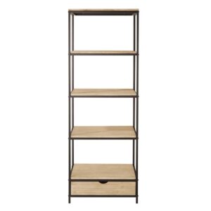 Wohnli Möbelsuche - Regal im Industrial-Stil mit Schublade aus massivem Tannenholz und Metall