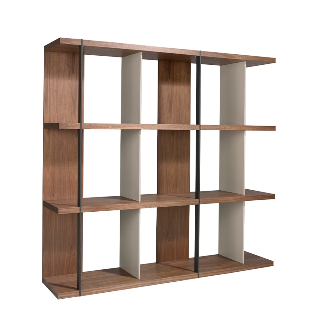 wohnli-moebel-suche-Regal-in-Nussbaumholz-und-schwarzem-Stahl Wohnli Möbelsuche - Regal in Nussbaumholz und schwarzem Stahl