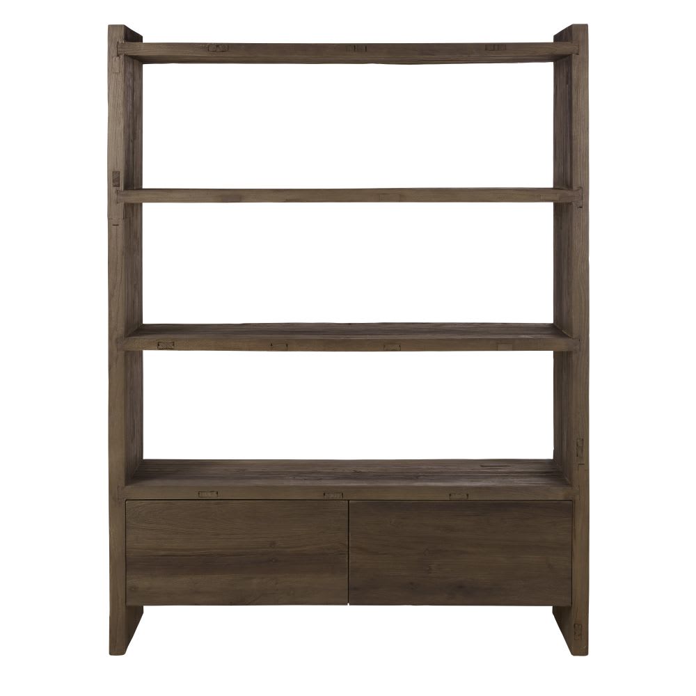 Wohnli Möbelsuche - Regal mit 2 Türen aus braunem Ulmenholz