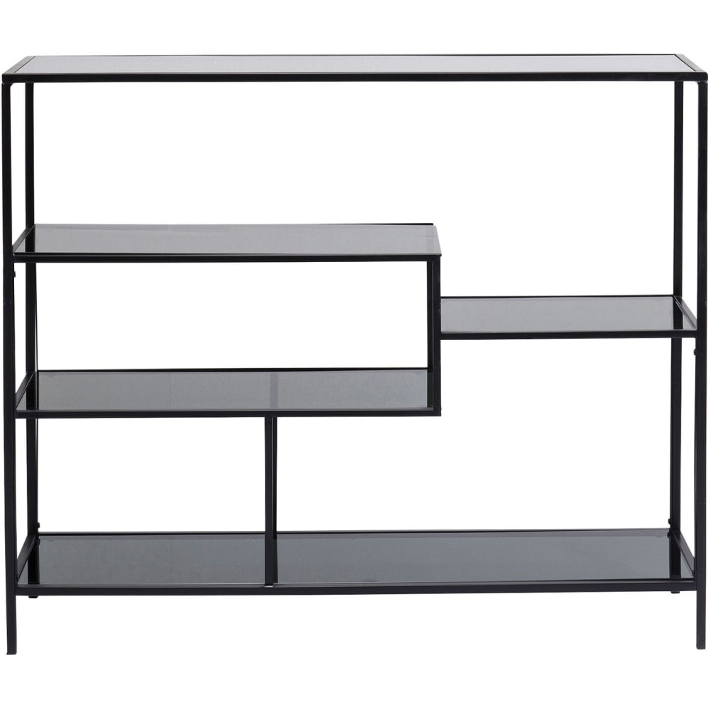 wohnli-moebel-suche-Regal-mit-5-Ablagen-aus-Stahl-und-Glas-schwarz-115x100cm Wohnli Möbelsuche - Regal mit 5 Ablagen aus Stahl und Glas