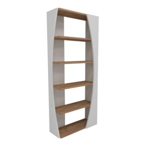 Wohnli Möbelsuche - Regal mit 5 Regale weiß und atlantische Pinie Dekor H150 cm