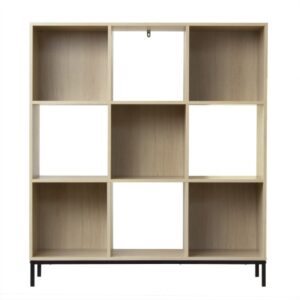 wohnli-moebel-suche-Regal-mit-9-Faechern-und-Metallfuessen-Dekor-Heller-Holz Wohnli Möbelsuche - Regal mit 9 Fächern und Metallfüßen - Dekor Heller Holz