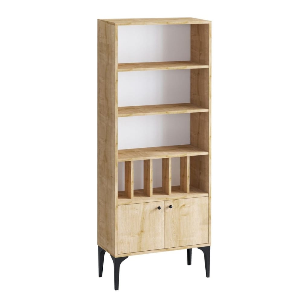 wohnli-moebel-suche-Regal-mit-Buecherregal-8-Regale-2-Tueren-H175-cm-Dekor-Heller-Holz Wohnli Möbelsuche - Regal mit Bücherregal 8 Regale 2 Türen H175 cm - Dekor Heller Holz