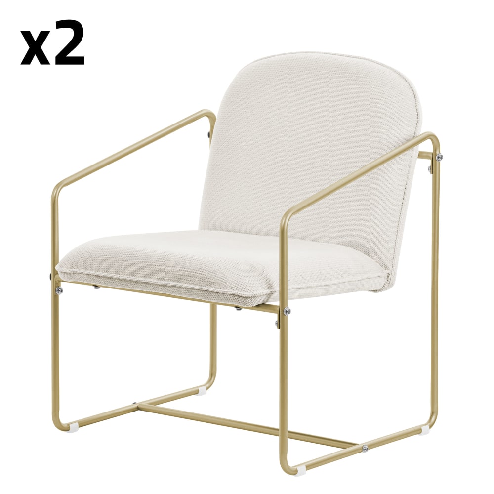 Wohnli Möbelsuche - Relaxsessel 2er Set Beige mit weichem Bezug & goldenem Stahlgestell